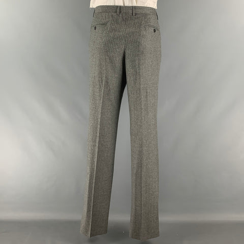 KENT & CURWEN Size 46 Grey Stripe Wool Blend Notch Lapel Suit