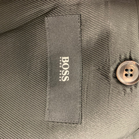 BOSS by HUGO BOSS Size 40 Black Virgin Wool Single Button Tuxedo Suit