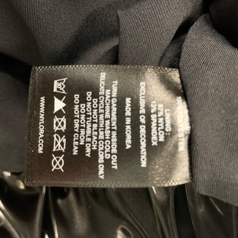 NYLORA Talla L Chaqueta corta de charol sintético de poliéster sólido negro