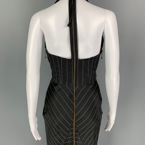 JEAN PAUL GAULTIER SS 1995  Size 4 Black White Acetate Blend Stripe Gown Dress