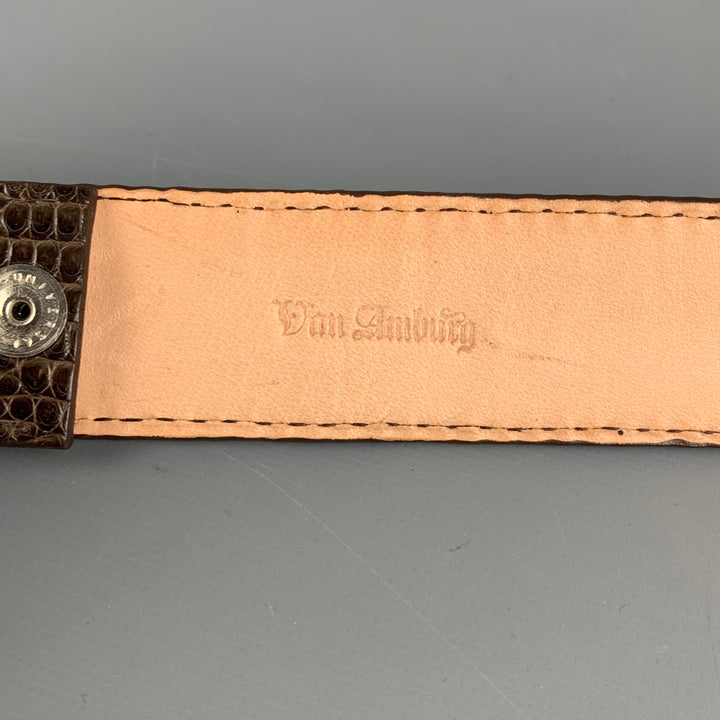 VAN AMBURG Brown Lizard Leather Belt Strap