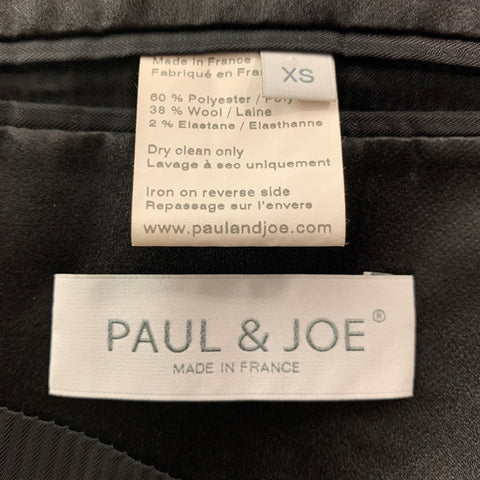 PAUL & JOE Size 34 Black Solid Polyester Wool Shawl Collar Suit