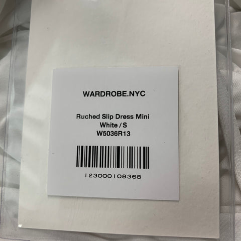 WARDROBE.NYC Talla S Minivestido blanco de viscosa y elastano con tirantes finos fruncidos