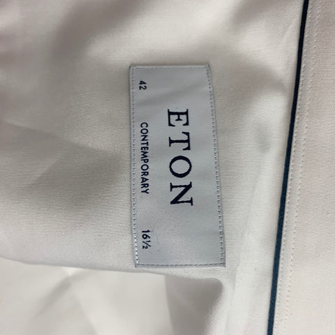 ETON Size L White Cotton Tuxedo Long Sleeve Shirt