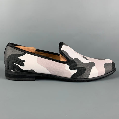 DUKE + DEXTER Size 11 Grey White Camouflage Canvas Slip On Loafers