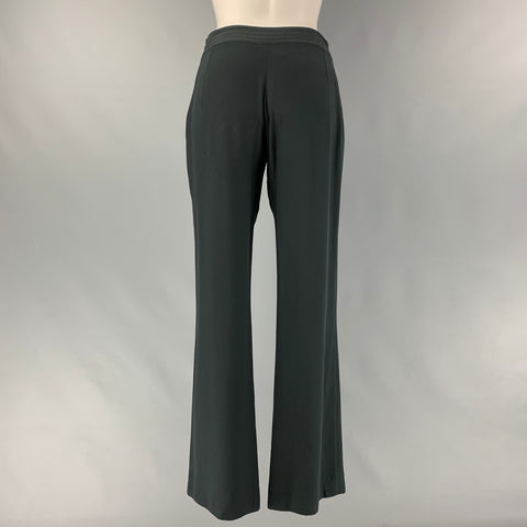 CHANEL Talla 4 Pantalón de vestir recto de seda negro