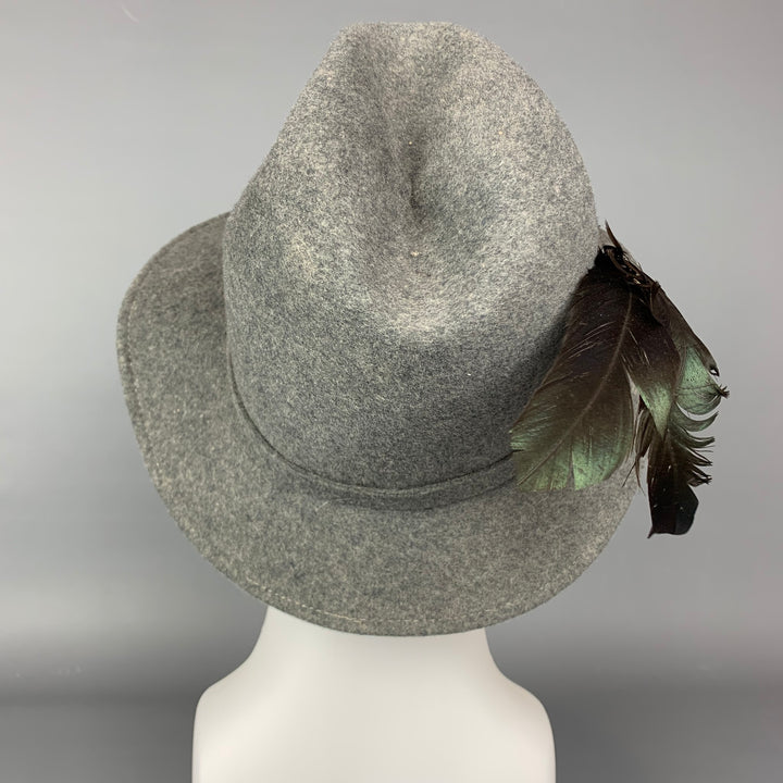 Vintage DOESKIN Gray Felt. Feather Fedoral Hat