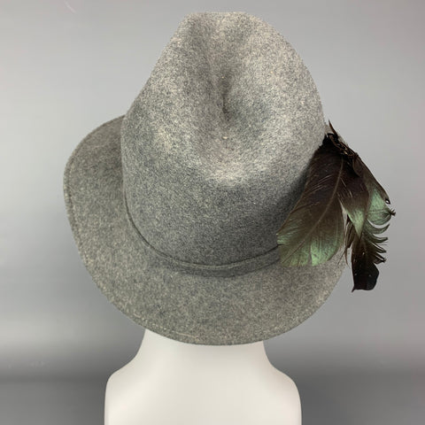 Vintage DOESKIN Gray Felt. Feather Fedoral Hat