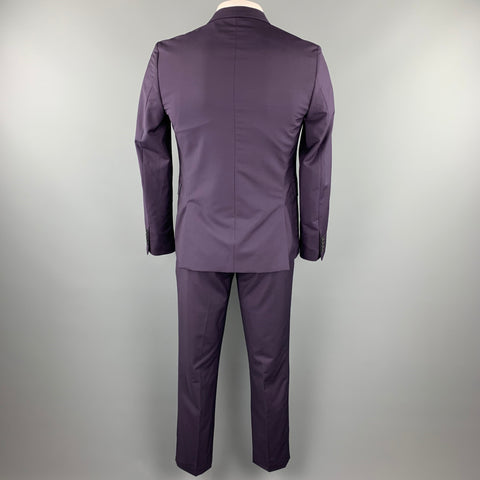 PAUL SMITH Taille 40 Costume à revers cranté en laine / mohair aubergine régulier