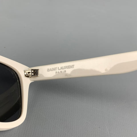 SAINT LAURENT White Acetate Mirrored Sunglasses