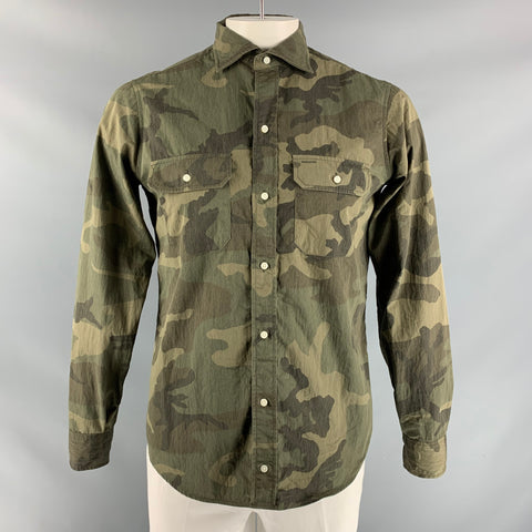 SID MASHBURN Size M Olive Camo Button Down Long Sleeve Shirt
