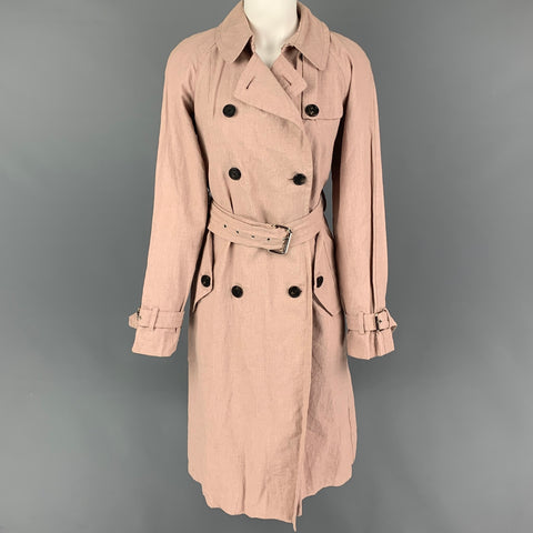 MARC JACOBS Gabardina con cinturón arrugado en mezcla de lino rosa talla 2