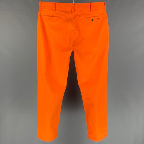 SUPREME Size 34 Orange Polyester / Cotton Zip Fly Casual Pants