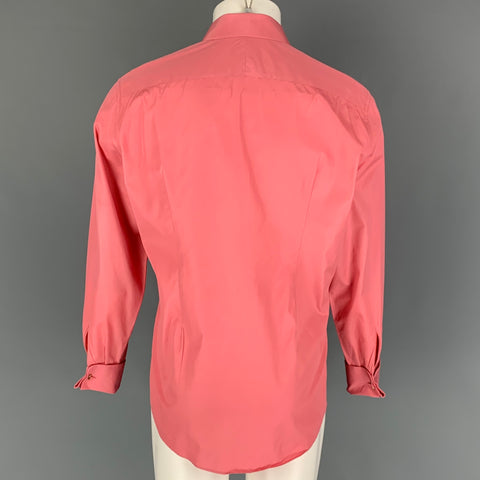 SALVATORE FERRAGAMO Size M Rose Pleated Cotton French Cuff Long Sleeve Shirt