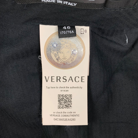 VERSACE Size 30 Black Acetate Silk Zip Fly Dress Pants