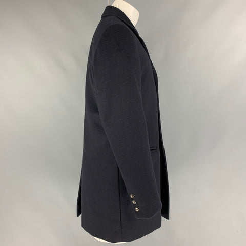 Manteau à simple boutonnage en laine/polyamide bleu marine taille L APC