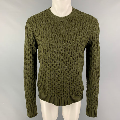 TOD'S Jersey de punto de lana merino con cuello redondo y color verde oliva Talla M