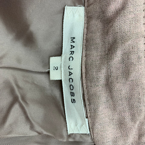 MARC JACOBS Size 2 Pink Linen Blend Wrinkled Belted Trench Coat