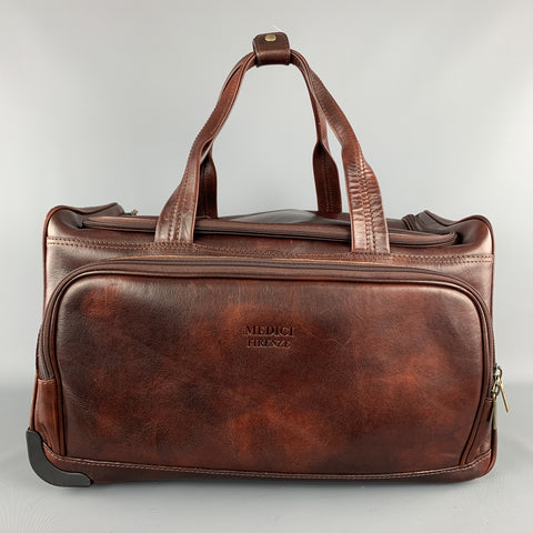 MEDICI FIRENZE Sac de sport à bandoulière en cuir marron avec poignée supérieure