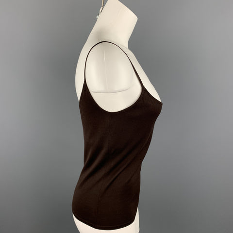 RALPH LAUREN Black Label Size M Brown Jersey Silk Spaghetti Strap Tank Top