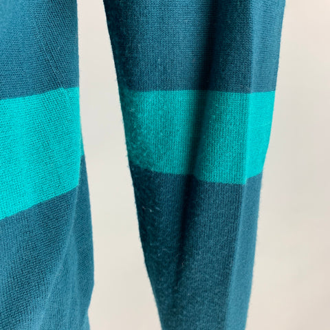 MR TURK Size M Green Dark Green Color Block Wool Crew-Neck Pullover