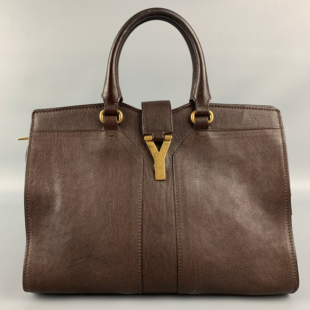YVES SAINT LAURENT 2012 CABAS Brown Leather Shoulder Bag – Sui  