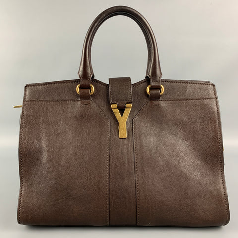 YVES SAINT LAURENT 2012 CABAS Brown Leather Shoulder Bag