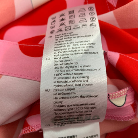 SANDRO Taille L Rose Rouge Imprimé Viscose Boutonné Chemise à Manches Courtes