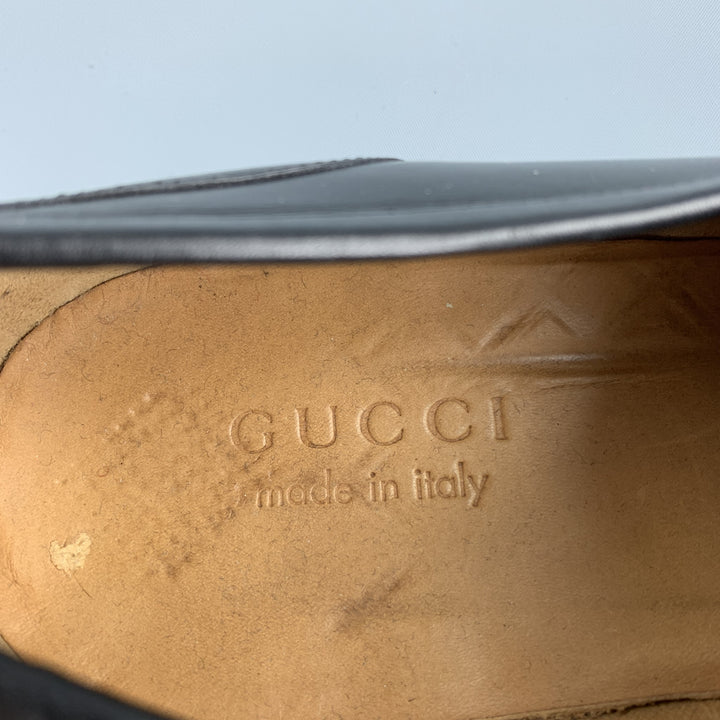 GUCCI Size 10.5 Black Leather Horsebit Loafers