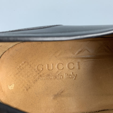 GUCCI Size 10.5 Black Leather Horsebit Loafers