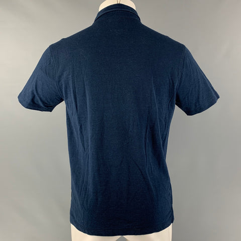 TODD SNYDER Size M Navy Cotton Blend Buttoned Polo