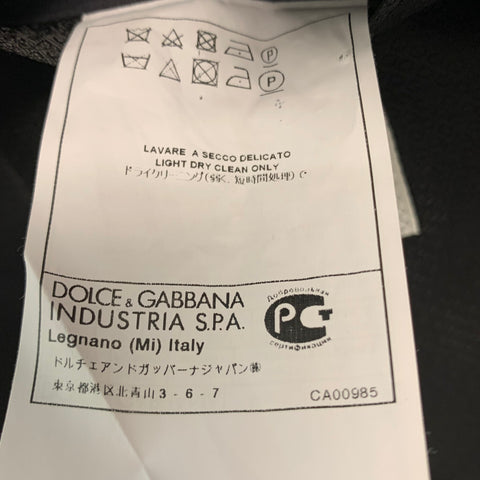 DOLCE & GABBANA Chest Size 38 Black White Solid Wool Blend Peak Lapel Suit