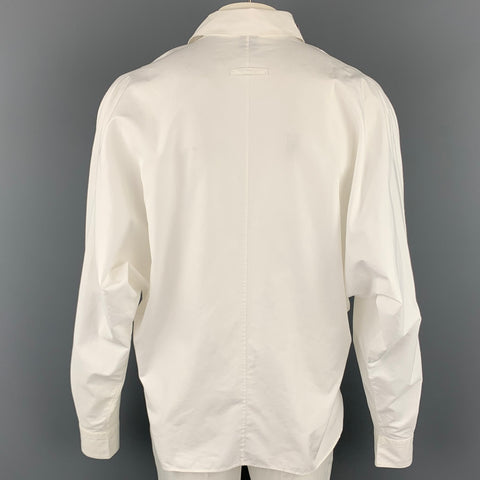 Vintage JEAN PAUL GAULTIER Size XL White Cotton Wing Sleeve Pleated Long Sleeve Shirt