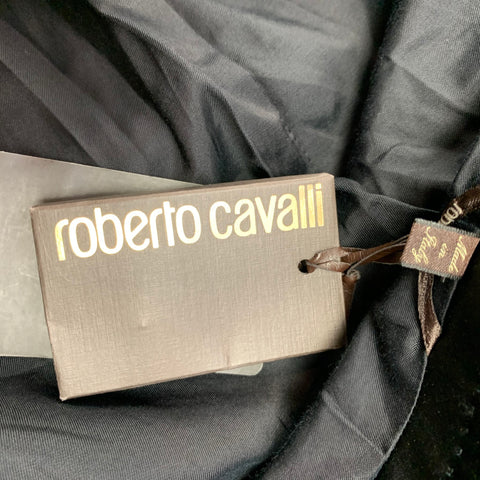ROBERTO CAVALLI Size 44 Black & Gold Jacquard Silk Sport Coat