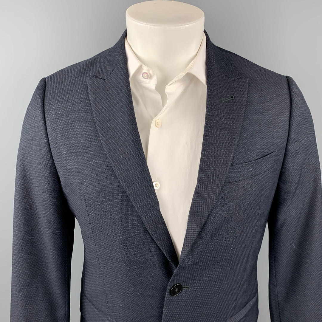 PS by PAUL SMITH Size 38 Navy Blue Virgin Wool Single Breasted Sport Coat
