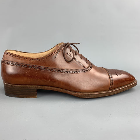 GRAVATI for WILKES BASHFORD Size 9.5 Brown Cap Toe Perforated Lace Up Shoes