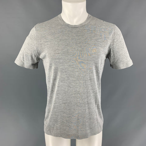 COS Size M Grey Heather Silk &  Cotton Short Sleeve T-shirt