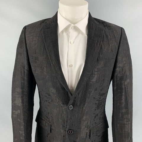 VERSACE COLLECTION Size 38 Black Jacquard Cotton / Polyamide Sport Coat