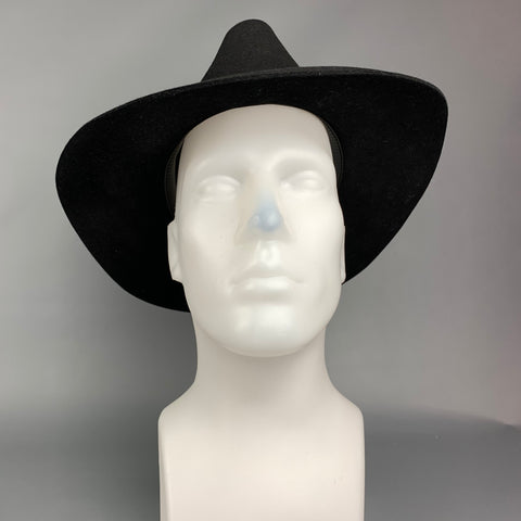 BORSALINO Size 7.5 Black Felt Ribbon Trim Hats