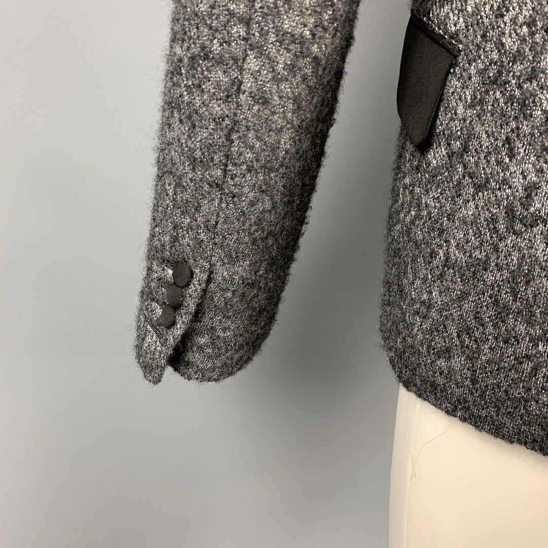JUNYA WATANABE Abrigo deportivo de mezcla de lana de tweed plateado y negro Talla XL