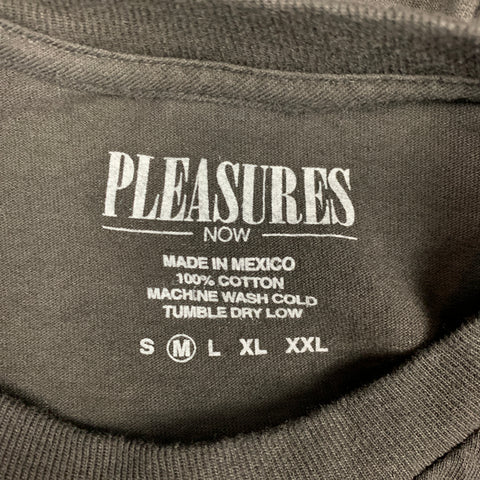 PLEASURES Size M Black Graphic Cotton Long Sleeve T-shirt
