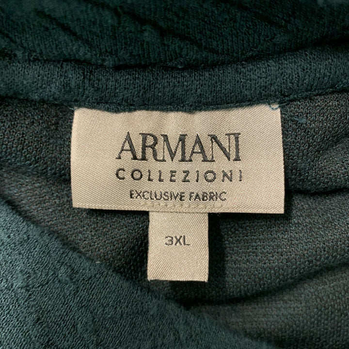 ARMANI COLLEZIONI Size 3XL Forest Green Textured Viscose Blend V-Neck Pullover
