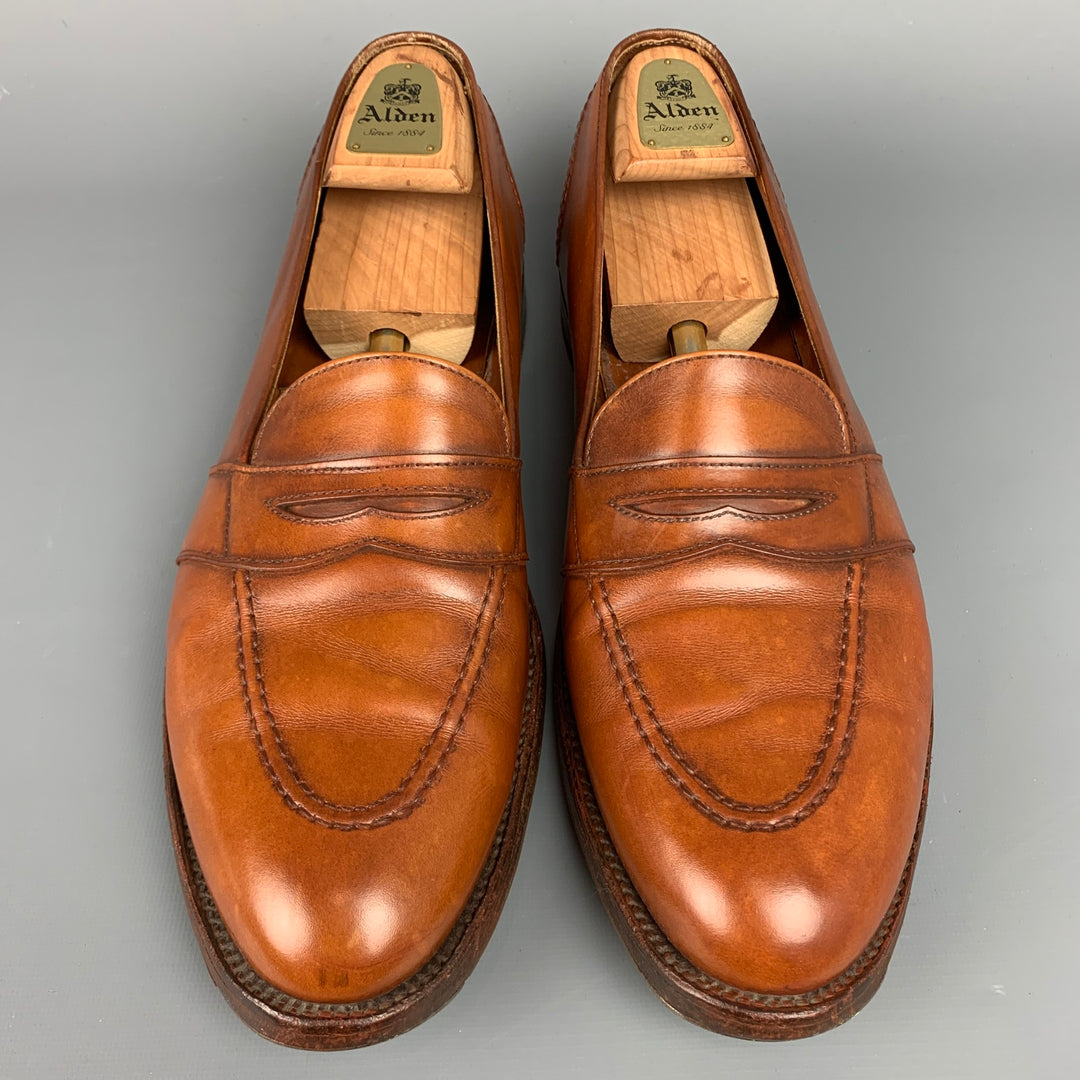 ALDEN 685 Size 15 Tan Leather Cap Toe Penny Loafers