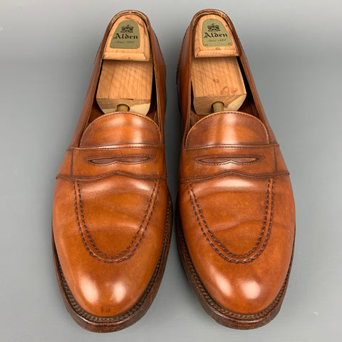 ALDEN 685 Size 15 Tan Leather Cap Toe Penny Loafers