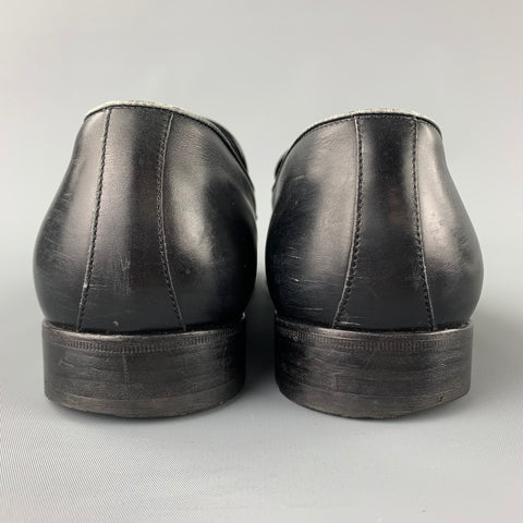 TOM FORD Size 11.5 Black & Brown Leather Slip On Elkan Twisted Band Loafers