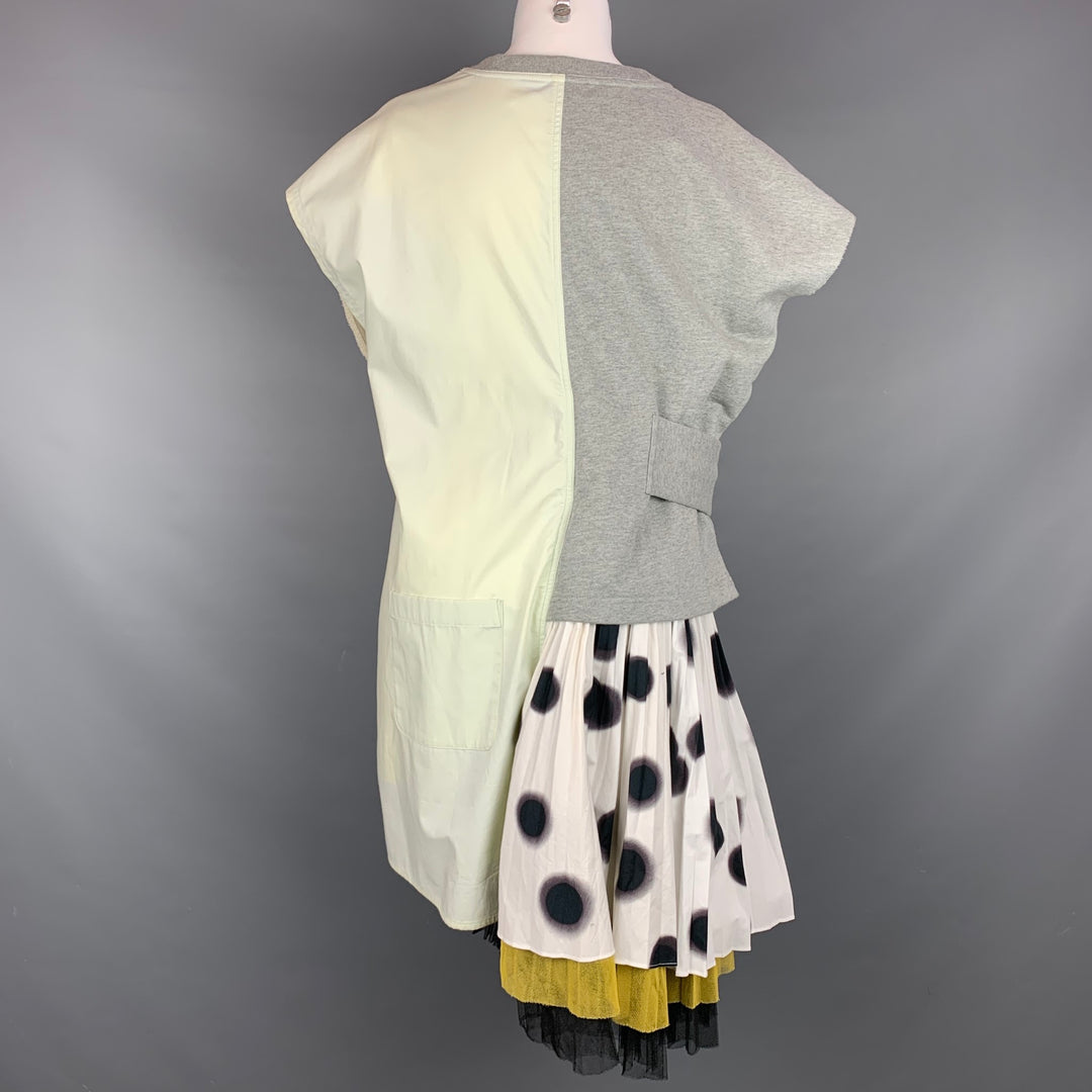 MARC by MARC JACOBS Vestido asimétrico de algodón con estampado de puntos borrosos en gris y blanco talla S