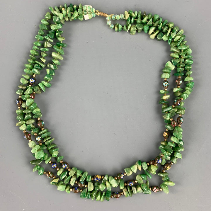 VINTAGE Green Periodt Stone Layered Necklace