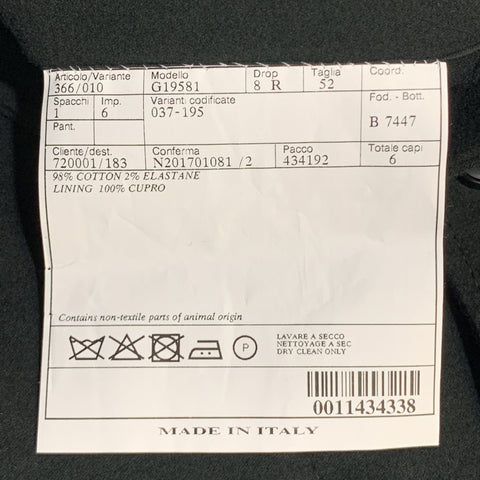 BELVEST Taille 42 Veste noire en coton/élasthanne avec poches plaquées à revers cranté