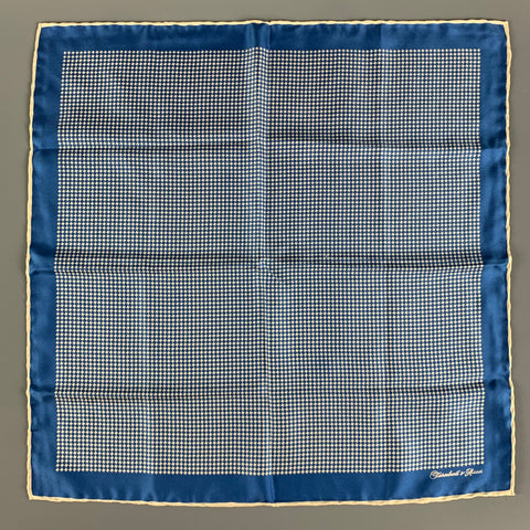 TURNBULL & ASSER Blue Cream Crosses Silk Pocket Square