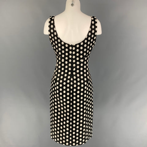 ARMANI COLLEZIONI Size 8 Black & White Polka Dot Sheath Dress